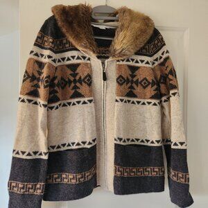 Pendleton womens Aztec  alpaca/wool zip up sweater